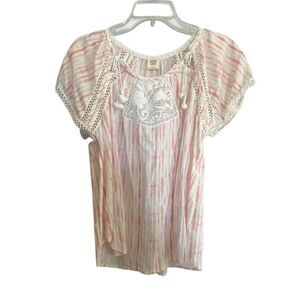 Good Hart Boho Top Crochet and Lace Trim Spring and Summer Top Size Small